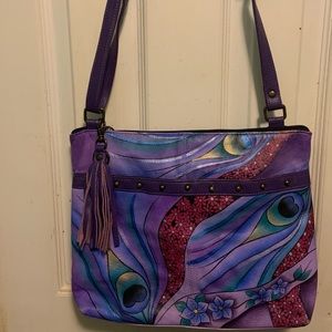 Anuschka Crossbody/shoulder Purple Peacock